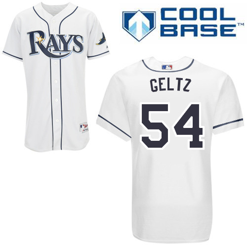 Steve Geltz #54 MLB Jersey-Tampa Bay Rays Men's Authentic Home White Cool Base Baseball Jersey